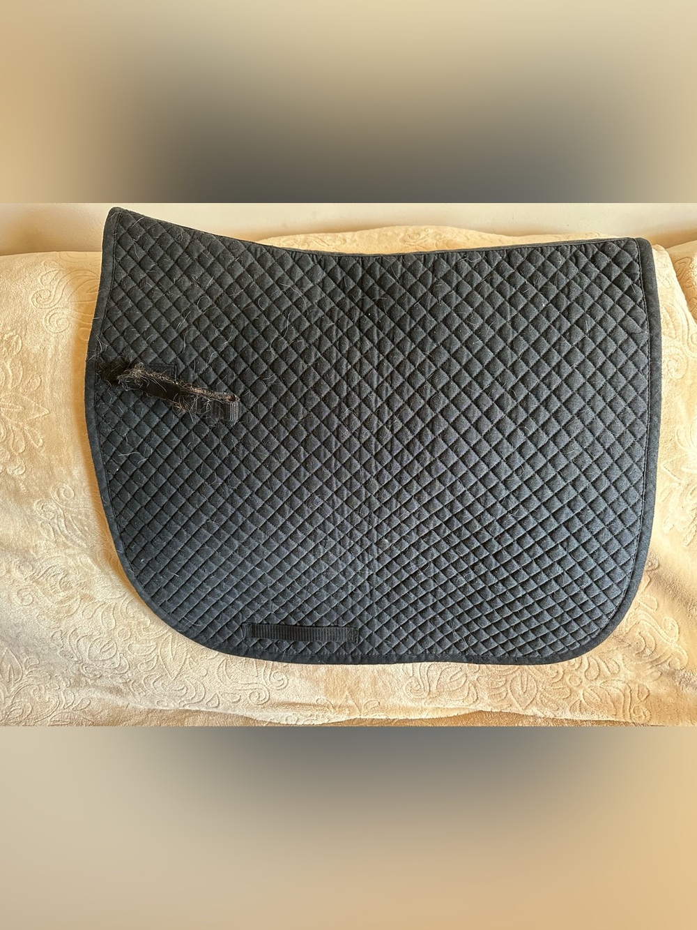 Dover Diamond Quilted Dressage Saddle Pad BLACK 25” L X 23” W Cotton Pre-owned